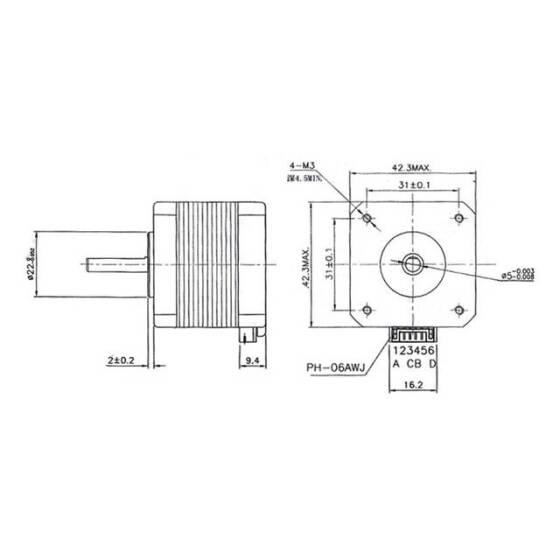 SL42STH34-1334A 42mm High Torque Hybrid Stepping Motor - 3