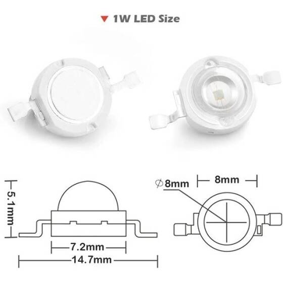SMD 1W High Power LED Bulb Plant Blue - 4