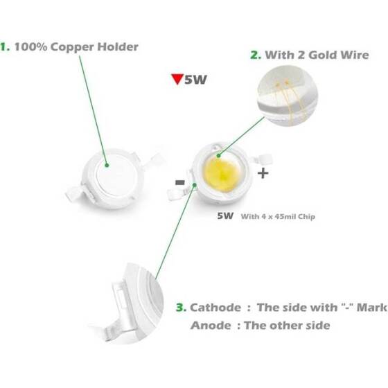 SMD 5W High Power LED Bulb Warm White - 5