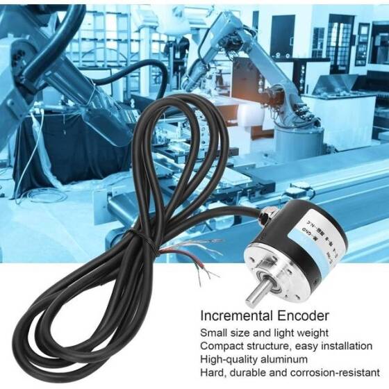 Solid Shaft D6mm DC5-24V 200 Pulses PNP Incremental Photoelectric Rotary Encoder - 4
