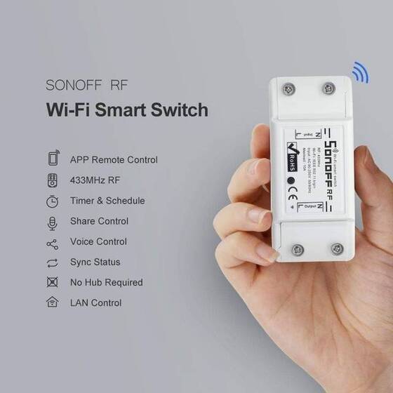 Sonoff RFR2 Smart Home WiFi Mobile Remote Control Siri Voice Control On/Off Switch 10A 433Mhz Version - 5