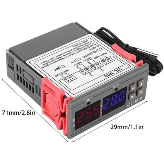STC-3018 DC12V Dual Display Dual Temperature Adjustable Temperature Controller With 1M Cable - 10
