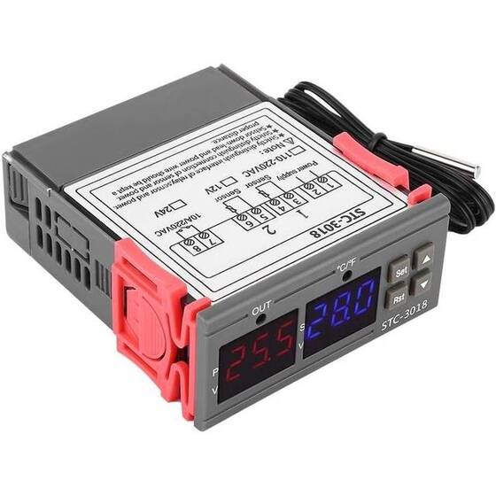 STC-3018 DC24V Dual Display Dual Temperature Adjustable Temperature Controller With 1M Cable - 3