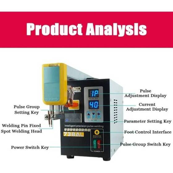 SUNKKO 738AL 18650 Battery Pulse Spot Welder + 73LB Welding Arm + 70BN Welding Pen EU Plug 220V - 2