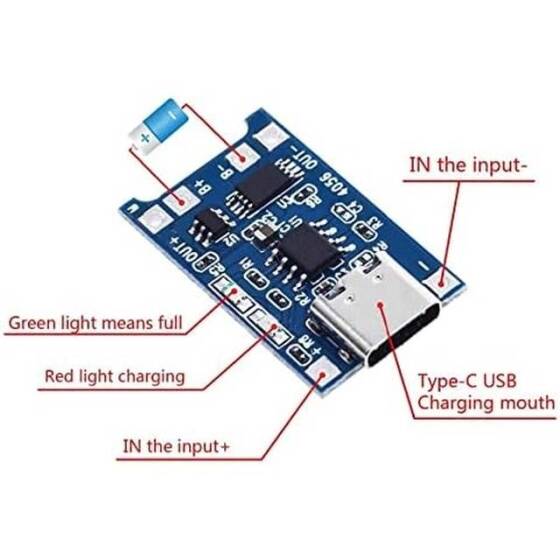 TP4056 TC4056 1A Lipo Battery Charging Board Type-C With current protection - 6