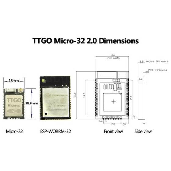 TTGO Micro-32 V2.0 Wifi Wireless Bluetooth Module ESP32 PICO-D4 IPEX ESP-32 - 4