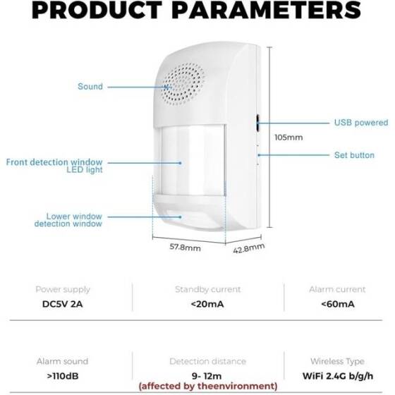 Tuya Smart Wifi Infrared Alarm Without Battery - 3