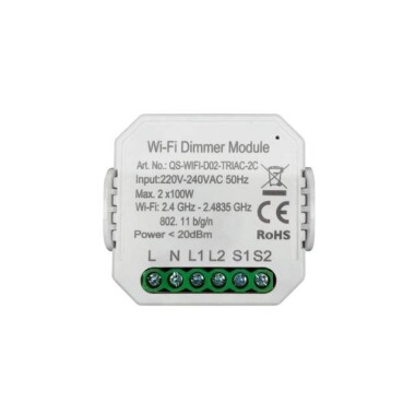 Tuya Wifi Smart Light Led Dimmer Switch Module 2 Channels Double Control 220-240V QS-Wifi-S04-2C Original Packing Size: 46x46x18mm - 1