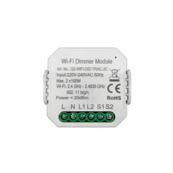 Tuya Wifi Smart Light Led Dimmer Switch Module 2 Channels Double Control 220-240V QS-Wifi-S04-2C Original Packing Size: 46x46x18mm - 1