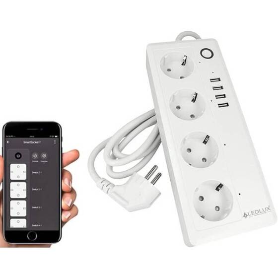 Tuya Wifi Smart Power Strip 4 Usb AC Plug 16A 1.8M For Alexa Google Home EU Plug - 1