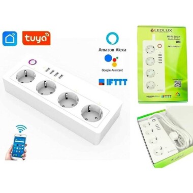 Tuya Wifi Smart Power Strip 4 Usb AC Plug 16A 1.8M For Alexa Google Home EU Plug - 3