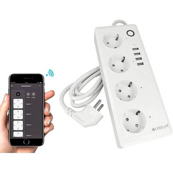 Tuya Wifi Smart Power Strip 4 Usb AC Plug 16A 1.8M For Alexa Google Home EU Plug - 4