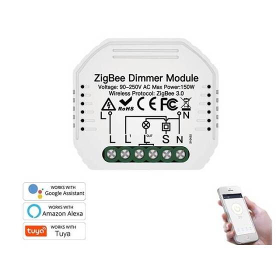 Tuya Zigbee 3.0 Dimmer Module 1 Channel QS-Zigbee-D02-TRIAC-L 220V-240V Single Fire Original Packing Size: 46x46x18mm - 5