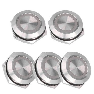 Ultra-Short Flat Head 12mm 3-6V Waterproof Momentary Self-Resert Ultra-Thin Touch Metal Push Button With Green Led Light - 4