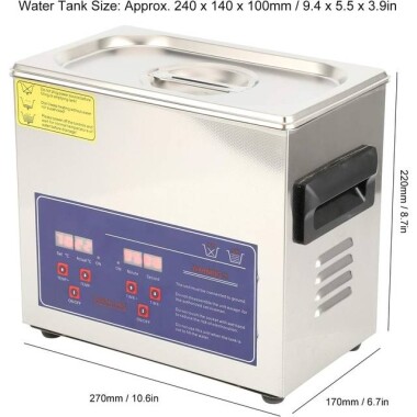 Stainless Steel Ultrasonic Cleaning Machine PS-20A 3.2L 40KHz 120W US Plug 110V - 3