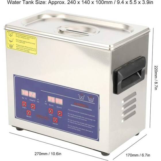Stainless Steel Ultrasonic Cleaning Machine PS-20A 3.2L 40KHz 120W US Plug 110V - 3