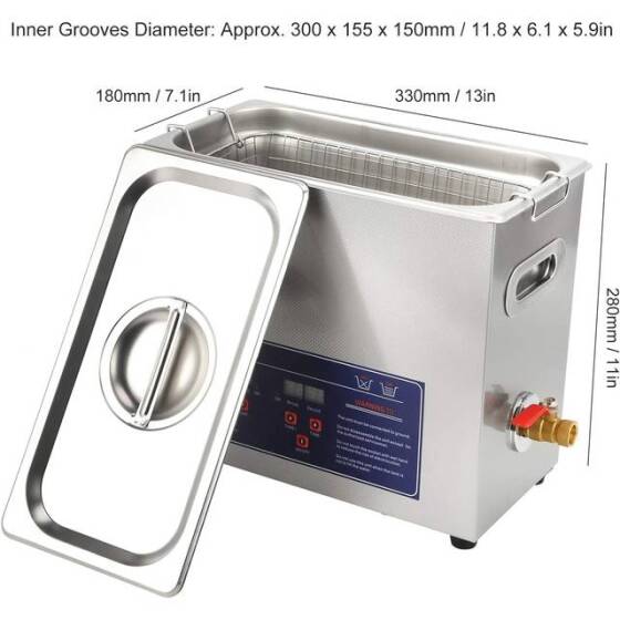 Stainless Steel Ultrasonic Cleaning Machine PS-30A 6.5x180W EU Plug 220V - 3