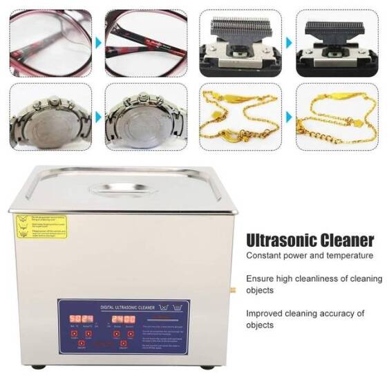 Stainless Steel Ultrasonic Cleaning Machine PS-60A 15L 40KHz 360W EU Plug 220V - 3