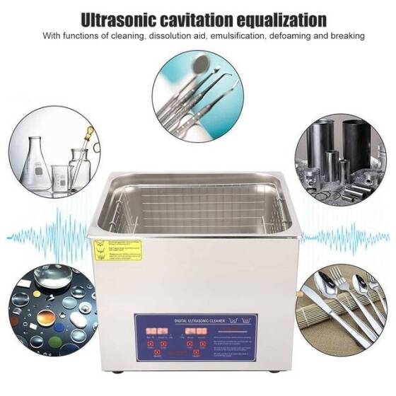 Stainless Steel Ultrasonic Cleaning Machine PS-60A 15L 40KHz 360W EU Plug 220V - 4