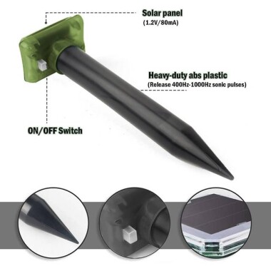 Ultrasonic Snakes Mouse Gophers Solar Powered Mole Repeller - 4