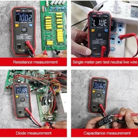 UNI-T UT123 Handheld Digital Multimeter-Household Pocket Size Multimeter-AC And DC Voltage Resistance-Temperature NCV Function Without Battery - 3