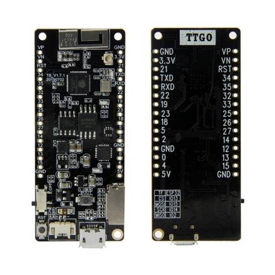 Unsoldered TTGO T8 V1.7 ESP32 8MB PSRAM TF CARD 3D ANTENNA WiFi & Bluetooth ESP32-WROVER Micropython16MB FLASH - 5