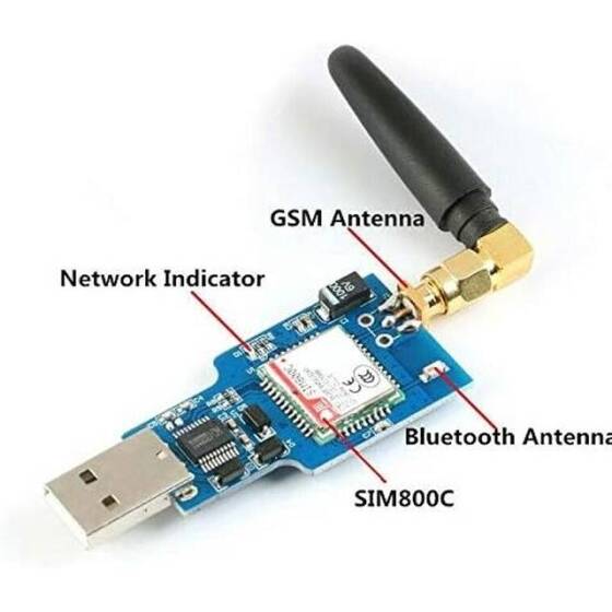 USB To GSM Serial GPRS SIM800C Module With Bluetooth Computer Control Calling With Glue Stick Antenna - 3