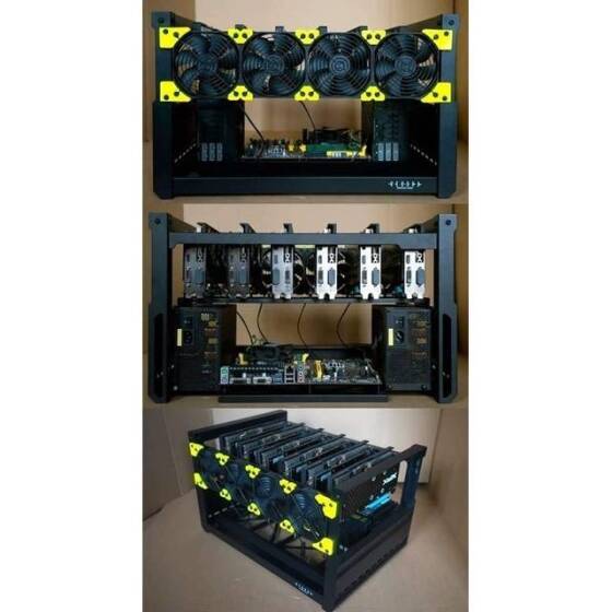 VEDDHA MINERCASE T3 6GPU Aluminum Alloy Stackable Frame + 4 Fans + 3080/3090 Dedicated Extension Transfer Card x6 Size:552X338X385mm - 4