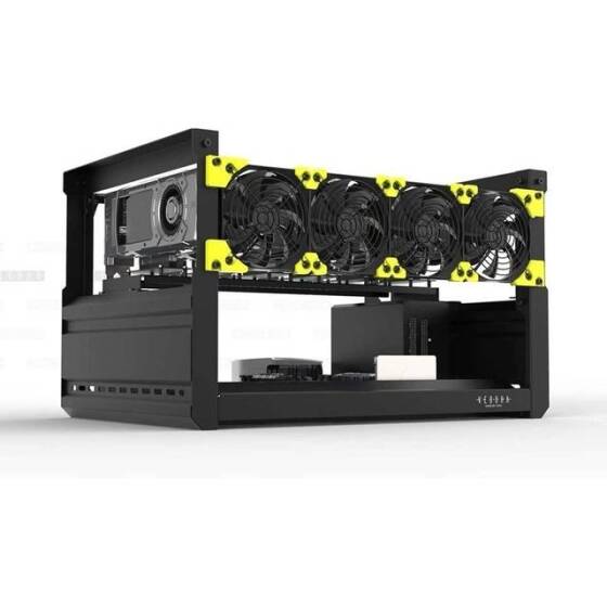 VEDDHA MINERCASE V4C 6GPU Aluminum Alloy Frame With 3080/3090 Dedicated Extension Transfer Card x6 Size: 640X350X380mm - 1