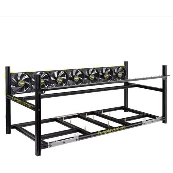 VEDDHA MINERCASE V4C 8-12GPU Aluminum Alloy Stackable Frame With 7 Fans Size: 880X360X380mm - 1
