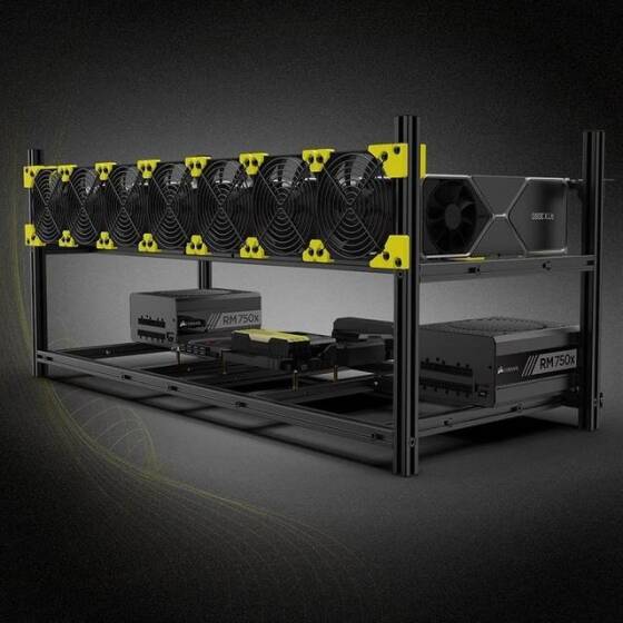 VEDDHA MINERCASE V4C 8-12GPU Aluminum Alloy Stackable Frame With 7 Fans Size: 880X360X380mm - 2