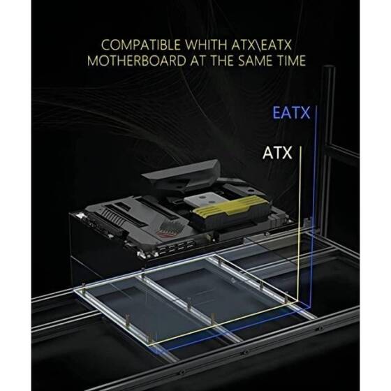 VEDDHA MINERCASE V4C 8-12GPU Aluminum Alloy Stackable Frame With 7 Fans Size: 880X360X380mm - 3