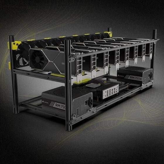 VEDDHA MINERCASE V4C 8-12GPU Aluminum Alloy Stackable Frame+7Fans+3080/3090 Dedicated Extension Transfer Card x12 Size: 880X360X380mm - 4