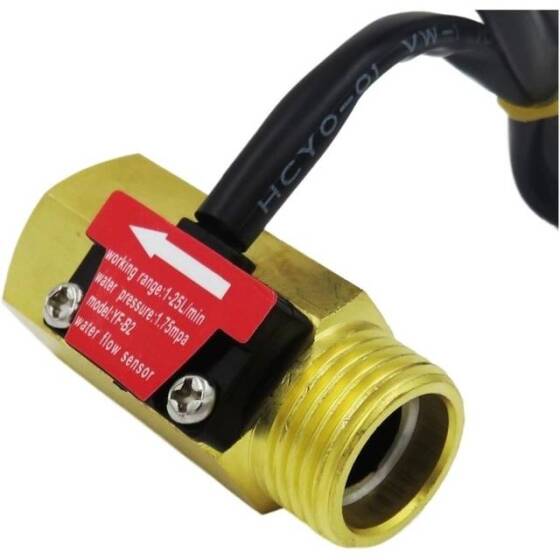 Water Flow Sensor (Sea) YF-B2 Flowmeter G1/2 1-25L/min 5-15V Brass - 1