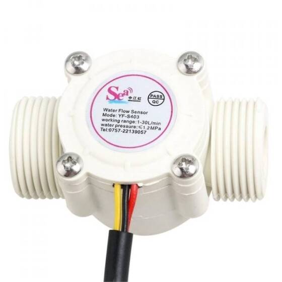 Water Flow Sensor (Sea) YF-S403 Flowmeter With Temperature Sensing G3/4 1-30L/min 5-24V - 3