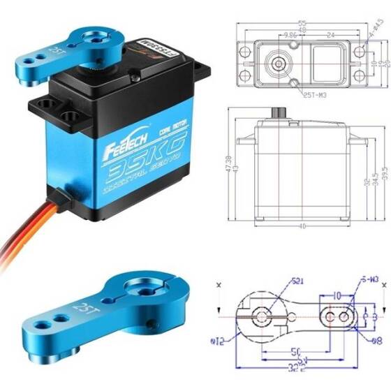 Waterproof FEETECH FT5330M 7.4V 180 Degree High Speed Metal Gear Digital Servo Torque 35kg - 2