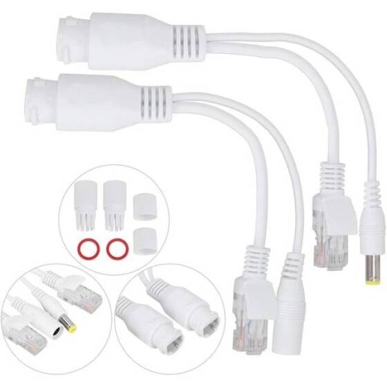 White 12V NonstAndard POE Waterproof Injector Adapter Cable DC Female Plug - 4