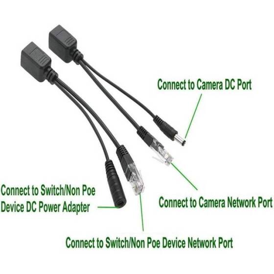 White 12V PoE Injector Adapter Cable DC Female Plug - 4