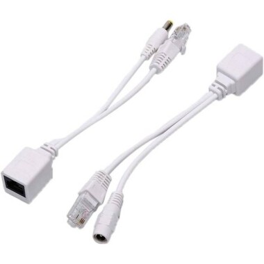 White 12V PoE Splitter Adapter Cable DC Male Plug - 1