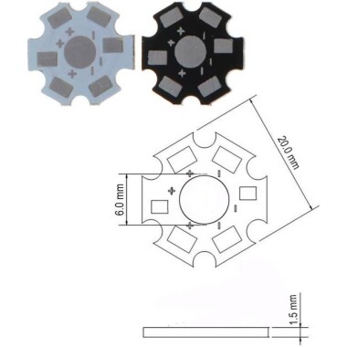 White 20mm 2PIN Aluminum Heatsink for 1W 3W 5W LED - 4