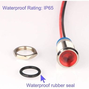 White 3-9V 14mm LED Metal Indicator Light With 15cm Cable - 5