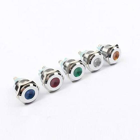 White 3-9V 19mm LED Metal Indicator Light - 1