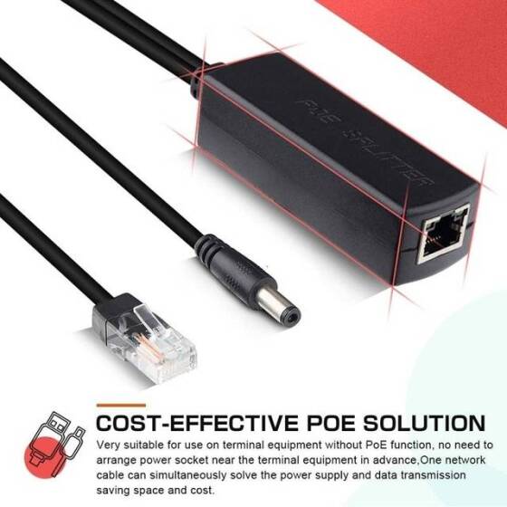 White DC5.5x2.1mm 100M PoE Splitter 48V To 12V 2A - 2