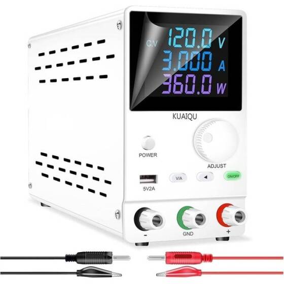 White SPPS-A3010D 30V10A Color Screen Coding Single Knob DC Regulated Power Supply With Cable 110V US Plug - 2