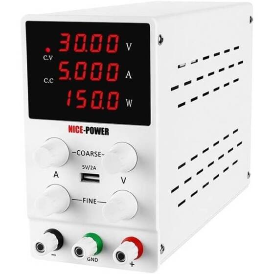 White SPS305 30V5A Vertical Digital Tube DC Adjustable RegulaTor Power Supply With Cable 220V EU Plug - 4