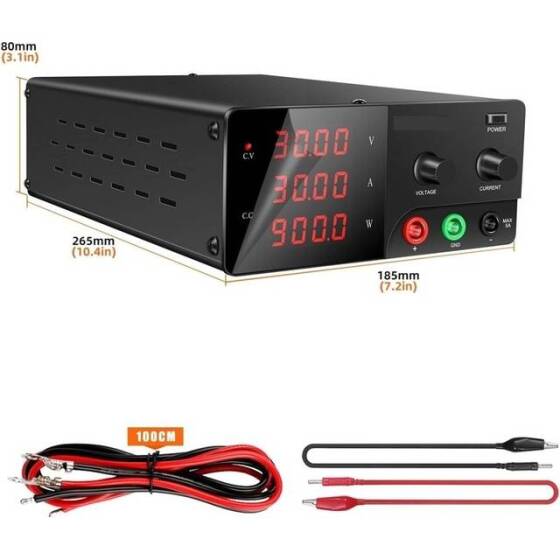 White WPS305B 30V 5A DC Adjustable RegulaTor Power Supply With Cable 110V US Plug - 5