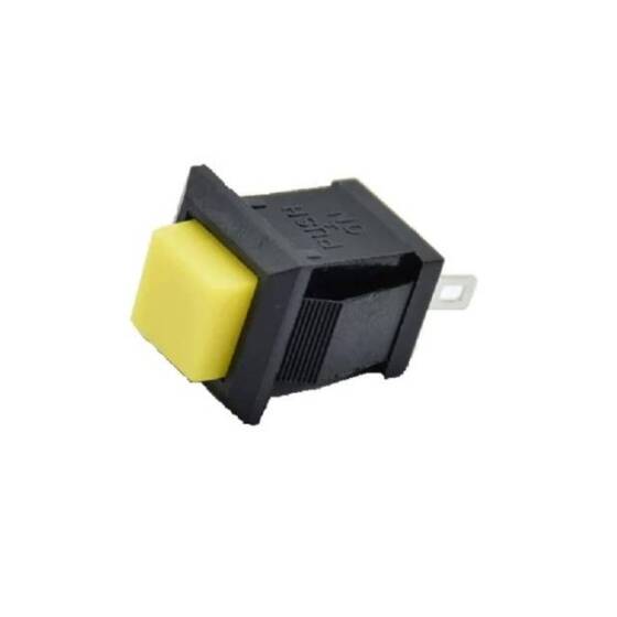 Yellow DS-430 2 PIN On-Off Self-Reset Square Push Button Switch - NO Press Break - 1