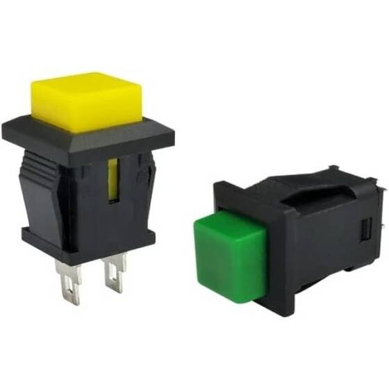 Yellow DS-431 2 PIN Off-On Self-Reset Square Push Button Switch - NC Press Break - 2
