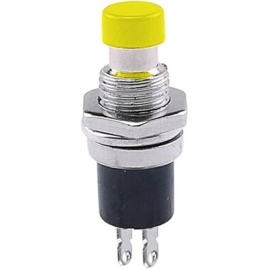 Yellow PBS-110 2 PIN 7mm Thread Momentary Self-Reset Push Button Switch - Press On-NO - 1