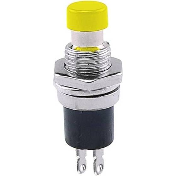 Yellow PBS-110 2 PIN 7mm Thread Momentary Self-Reset Push Button Switch - Press On-NO - 1